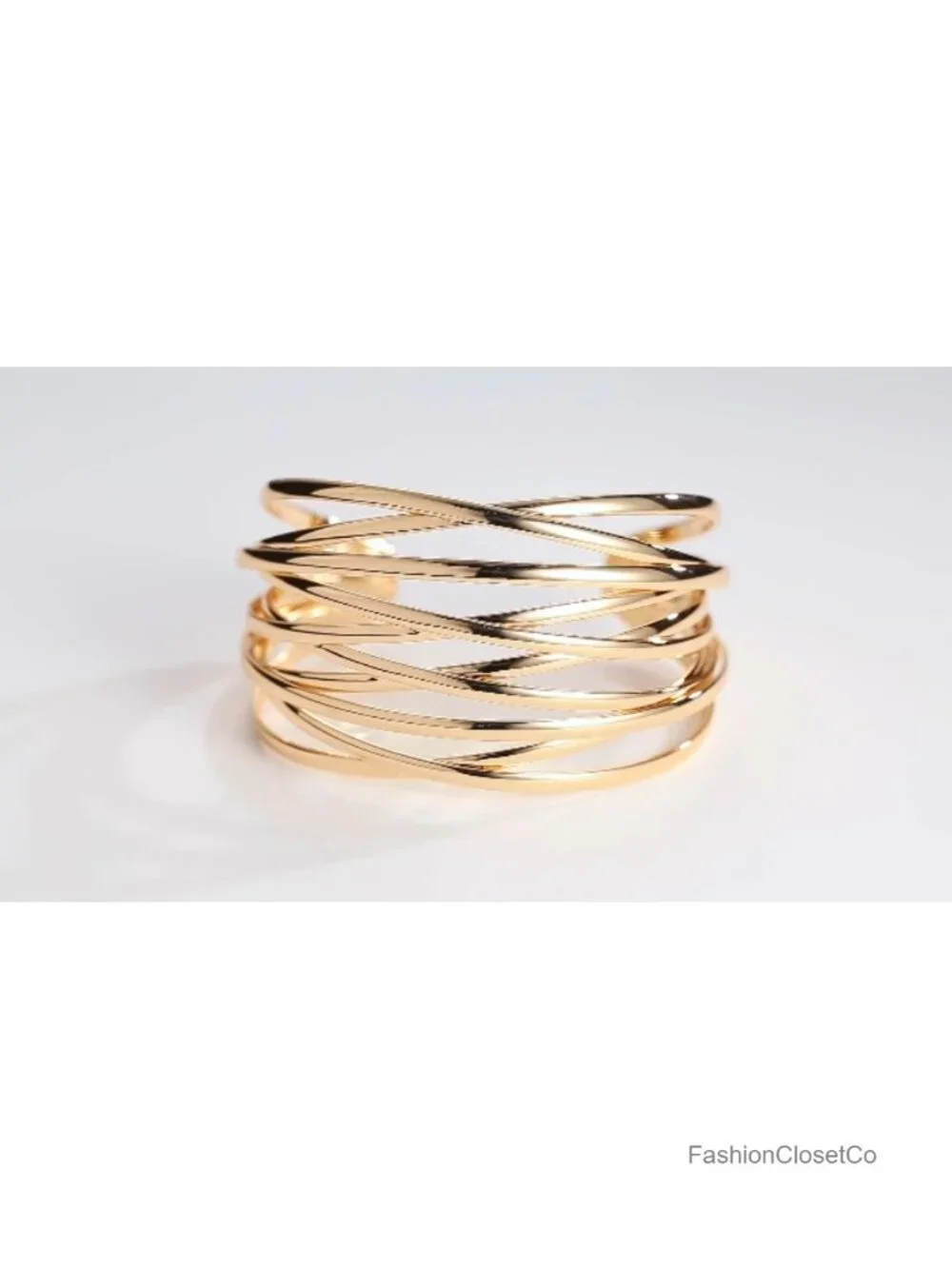 Multi-layer Cross Wire Chunky Cuff Bracelet Adjustable Open Bangle